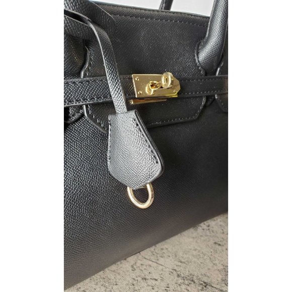 The Swift Vegan Leather Classic British-Style Black Handbag, Large. Hot Seller! - Picture 6 of 7